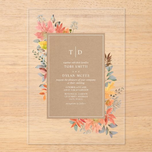 Automne Feuillage Automne Feuilles Invitation Mari (Recto)