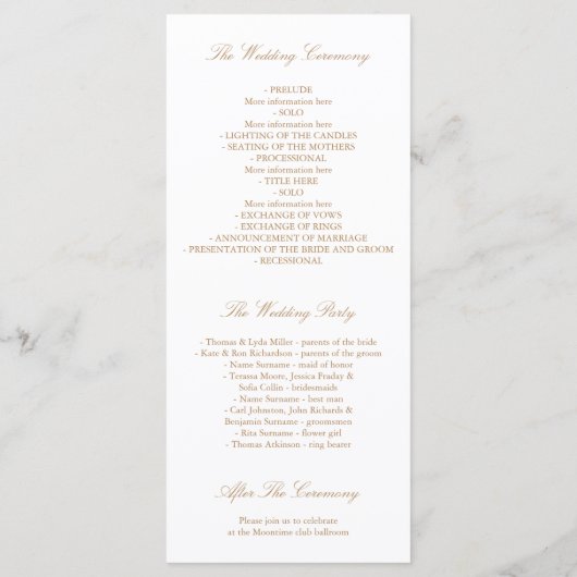Automne Feuille d'or White Wedding Programmes (Dos)