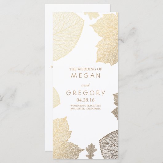 Automne Feuille d'or White Wedding Programmes (Devant / Derrière)