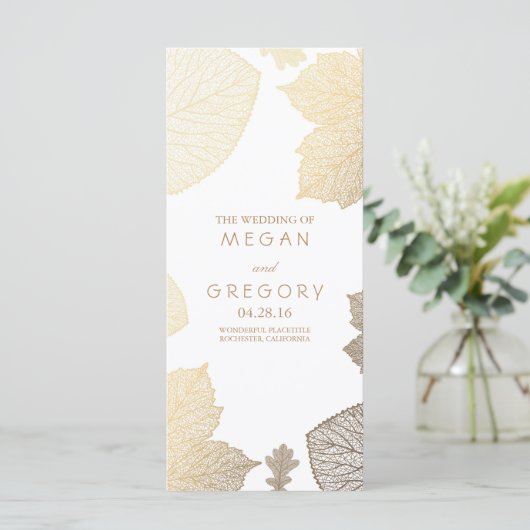 Automne Feuille d'or White Wedding Programmes (Debout devant)