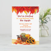 Automne Feuilles Automne Anniversaire Invitations (Debout devant)