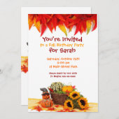 Automne Feuilles Automne Anniversaire Invitations (Devant / Derrière)