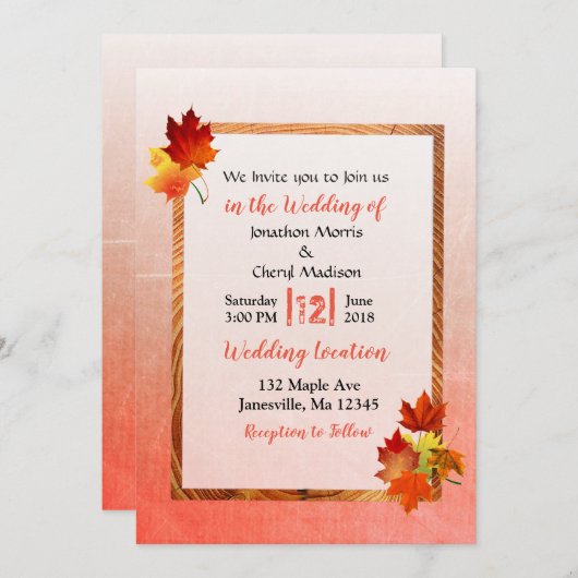 Automne Feuilles Automne Mariage Invitations (Devant / Derrière)