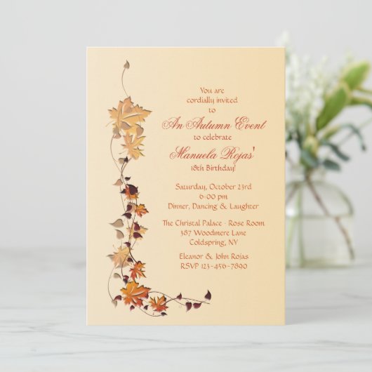 Automne Feuilles Coin Invitation (Debout devant)