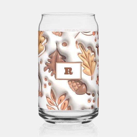 Automne Feuilles d'automne Acorn 3D Monogramme mod (Recto)