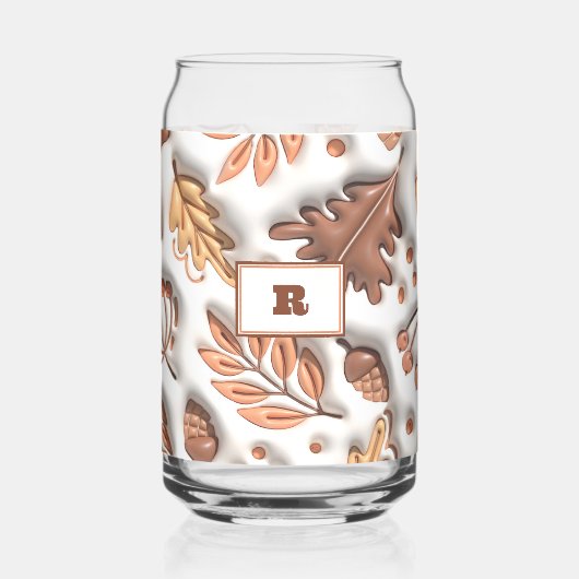Automne Feuilles d'automne Acorn 3D Monogramme mod (Verso)