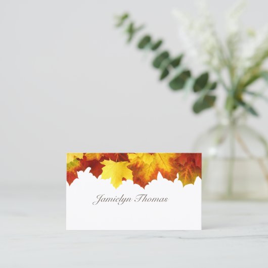 Automne Feuilles de automne Conception Carte de vi (Debout devant)