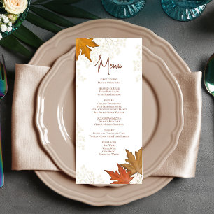 Automne Feuilles Élégant Mariage menu personnalisé