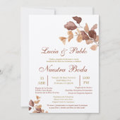 Automne Feuilles Faire-part de mariage en espagnol (Devant)