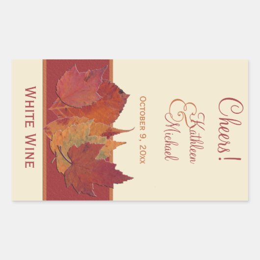 Automne Feuilles II Mariage Étiquette de vin (Devant)
