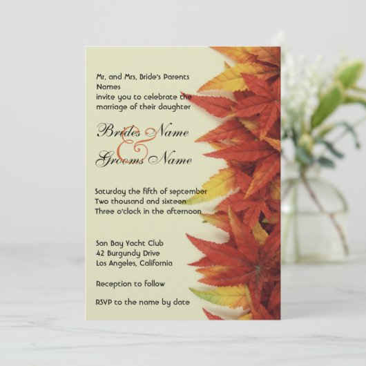 Automne Feuilles l Automne Faire-part de mariage (Debout devant)