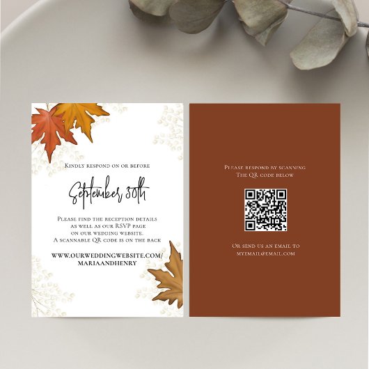 Automne Feuilles Mariage QR Code RSVP