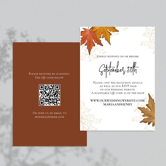 Automne Feuilles Mariage QR Code RSVP