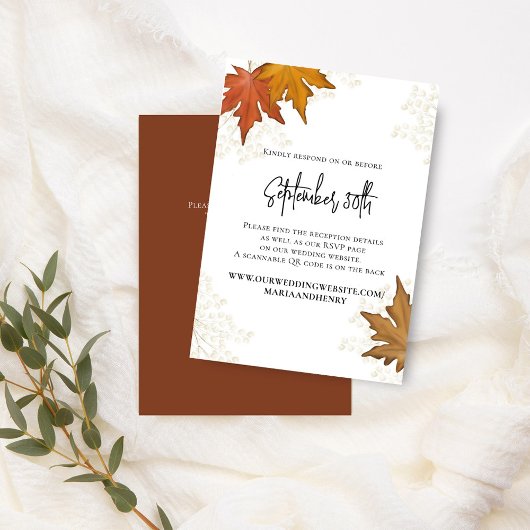 Automne Feuilles Mariage QR Code RSVP