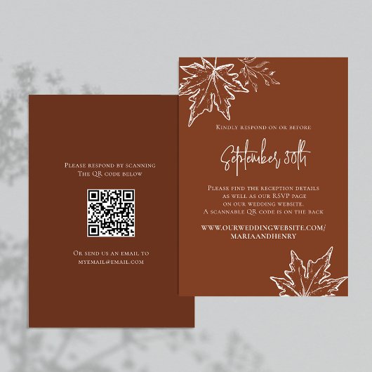 Automne Feuilles Mariage QR Code RSVP