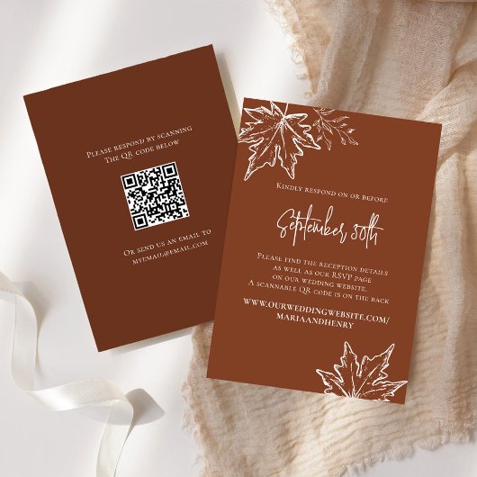 Automne Feuilles Mariage QR Code RSVP
