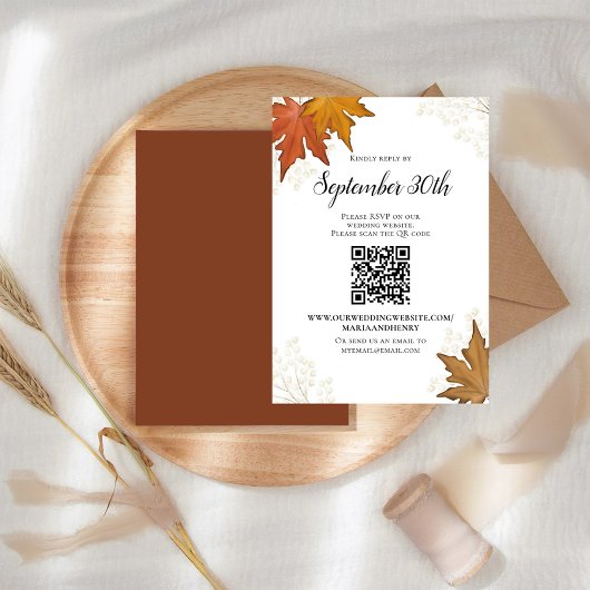 Automne Feuilles Mariage RSVP QR Code