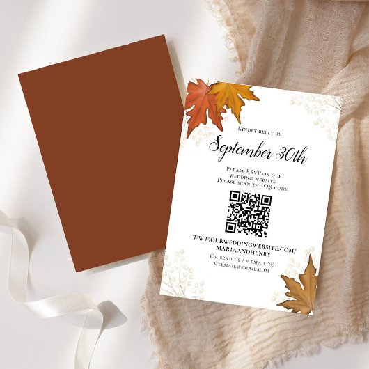 Automne Feuilles Mariage RSVP QR Code