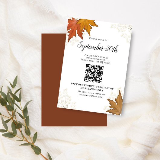 Automne Feuilles Mariage RSVP QR Code