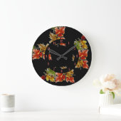 Automne Feuilles Motif Arrondi Horloge murale (Maison)