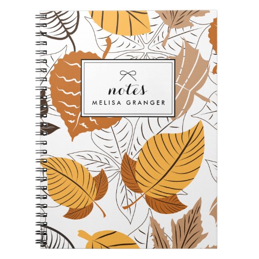 Automne Feuilles Motif Carnet personnalisé (Devant)