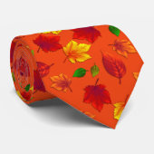 Automne Feuilles Motif Orange Cravate d'automne (Roulé)