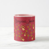 Automne Feuilles Mug de champignons avec nom modif (Centre)