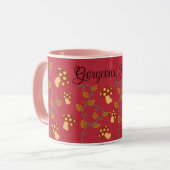 Automne Feuilles Mug de champignons avec nom modif (Devant gauche)