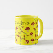 Automne Feuilles Mug de champignons avec nom modif (Devant droit)