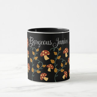 Automne Feuilles Mug de champignons avec nom modif