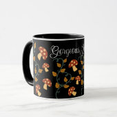 Automne Feuilles Mug de champignons avec nom modif (Devant gauche)
