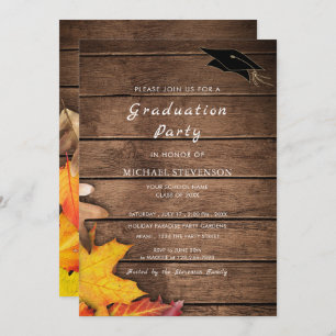 Automne Feuilles Planes en Bois Invitation de grad