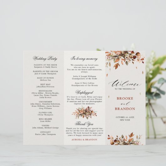 Automne Feuilles Russe Mariage campagnard Programm (Debout devant)