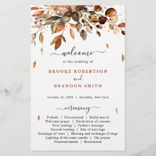 Automne Feuilles Russe Mariage campagnard Programm