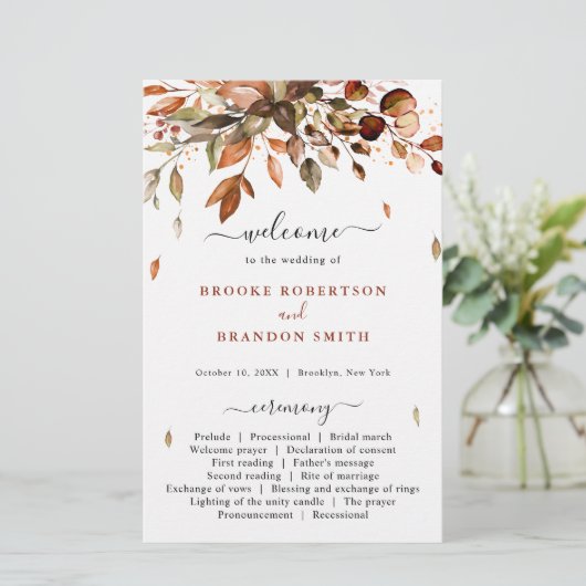 Automne Feuilles Russe Mariage campagnard Programm (Debout devant)