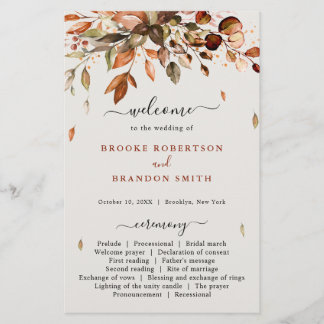 Automne Feuilles Russe Mariage campagnard Programm