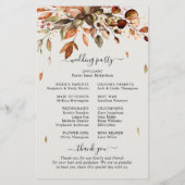 Automne Feuilles Russe Mariage campagnard Programm (Dos)