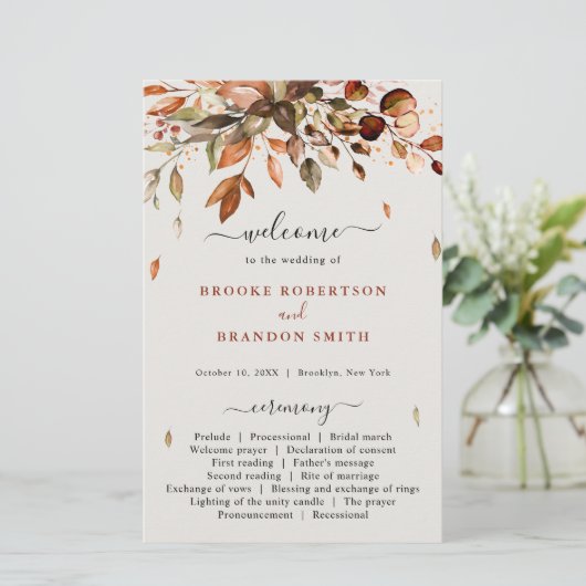 Automne Feuilles Russe Mariage campagnard Programm (Debout devant)