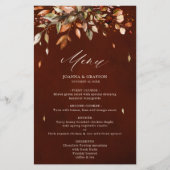 Automne Feuilles Rustique Mariage campagnard Menu (Devant)