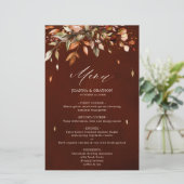 Automne Feuilles Rustique Mariage campagnard Menu (Debout devant)