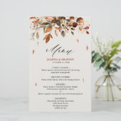 Automne Feuilles Rustique Mariage campagnard Menu (Debout devant)