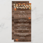 Automne Feuilles Rustique Mariage de automne Menu (Devant / Derrière)