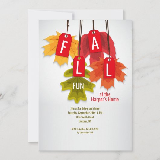 Automne Feuilles Tags Invitation (Devant)
