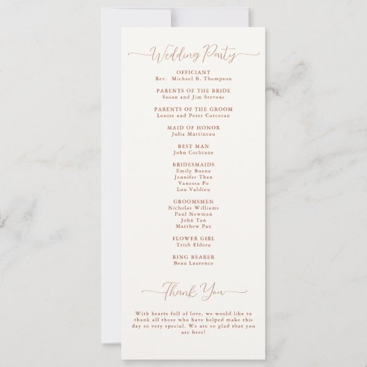 Automne Feuilles Terracotta Élégant programme de m (Dos)