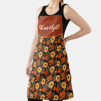 Automne Fleur Motif Tout-En-Tout Imprimer Tablier