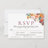 Automne Fleurs Mariage Cartes RSVP avec option de  (Devant)