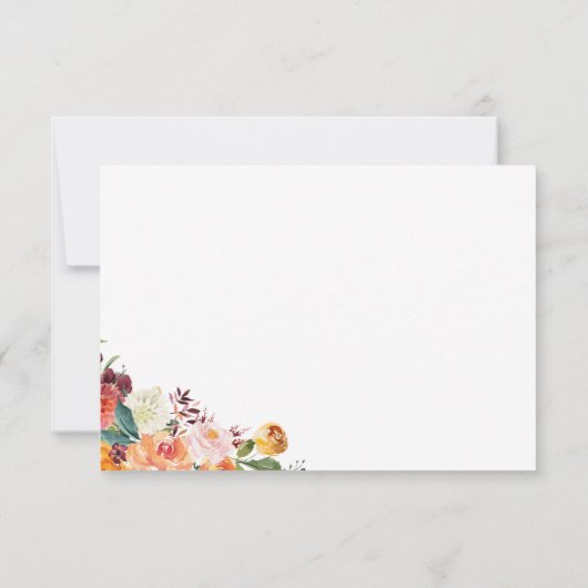 Automne Fleurs Mariage Cartes RSVP avec option de  (Dos)