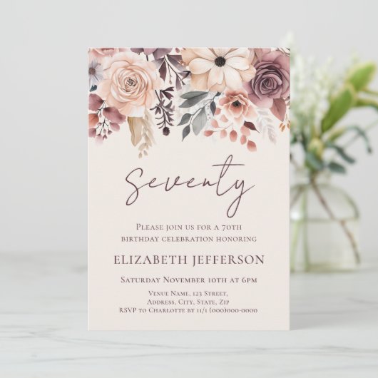 Automne Floral 70e anniversaire Invitation (Debout devant)