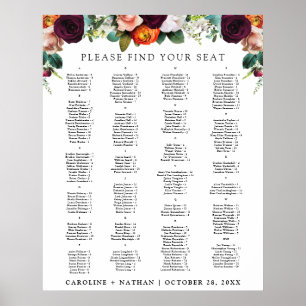 Automne Floral Alphabétique Platine Tableau de siè
