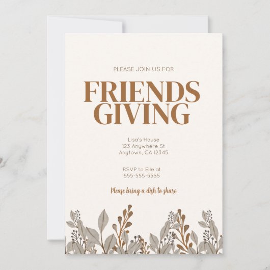 Automne Floral Boho Friendsgiving Invitation (Devant)